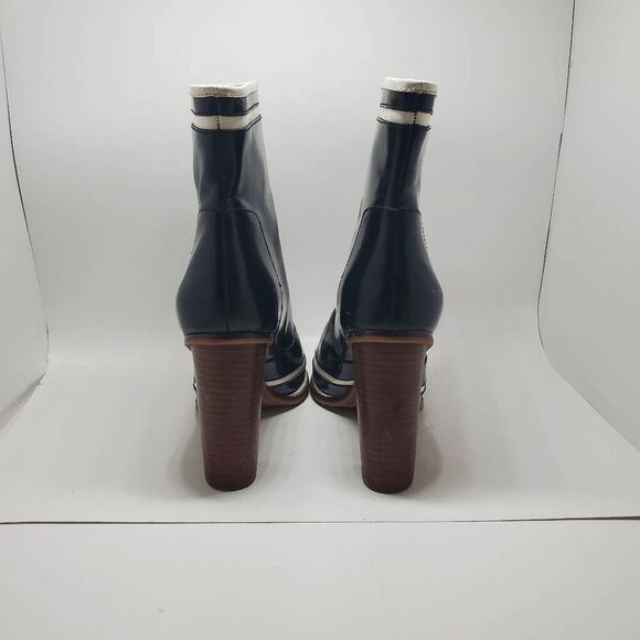 Diane von Furstenberg Women's Black Round-Toes Leather Colorblock Pattern Boots - Picture 4 of 16